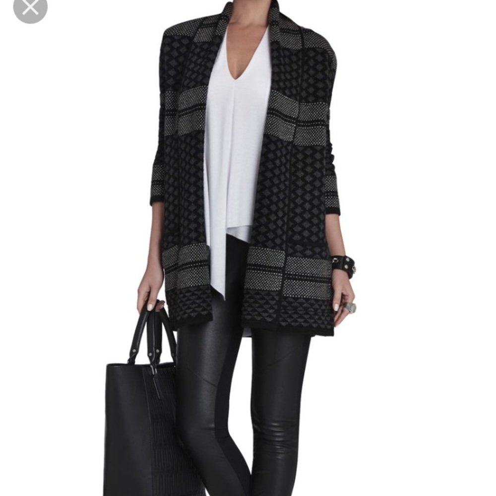 BCBGMAXAZRIA Shadia Textured Jacquard Sweater Coat